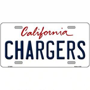 NFL LA Chargers License Plate Metal Auto Sign  San Diego New Retro Football